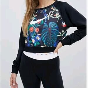 Nike sportswear Womens Hyper Femme Tropical Print Crewneck S Cropped AQ9722-010